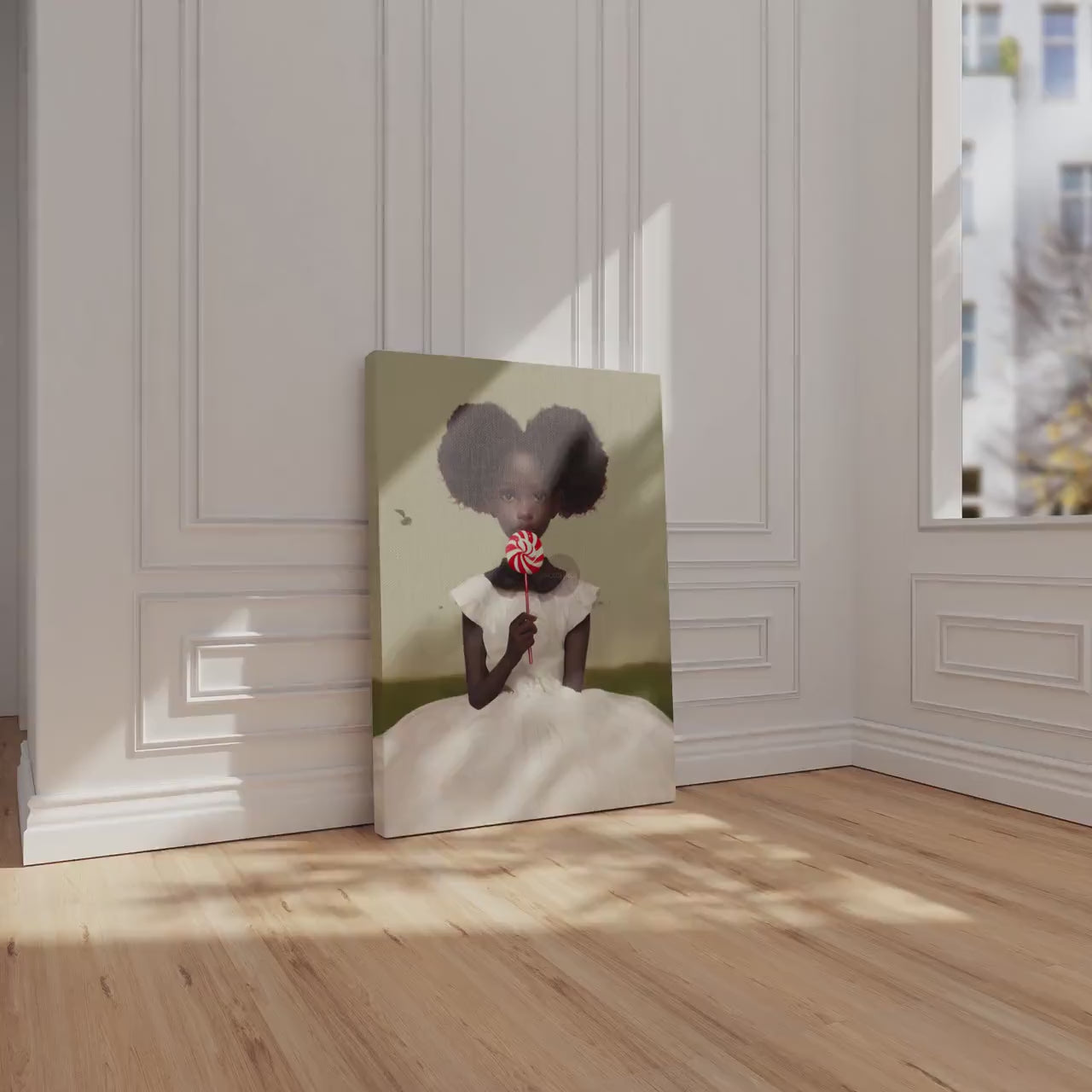 Little Black Girl Wall Art, Lollipop Art, Black Girl Princess Art