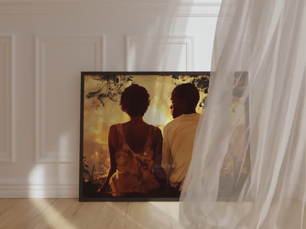 Black Love Canvas Art Print, Black Man and Woman, One Year Anniversary Gift