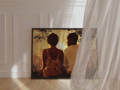 Black Love Canvas Art Print, Black Man and Woman, One Year Anniversary Gift
