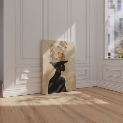 Black Woman Art Print: Gold Accent Abstract, Framed Canvas