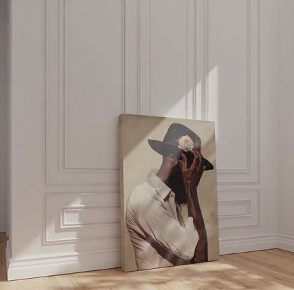 Black Man Portrait Art: Harlem Renaissance Art Print, Beige Background