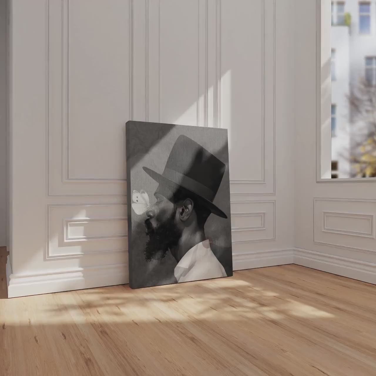 African American Man Portrait Print: Black White Modern Canvas Art
