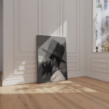 African American Man Portrait Print: Black White Modern Canvas Art