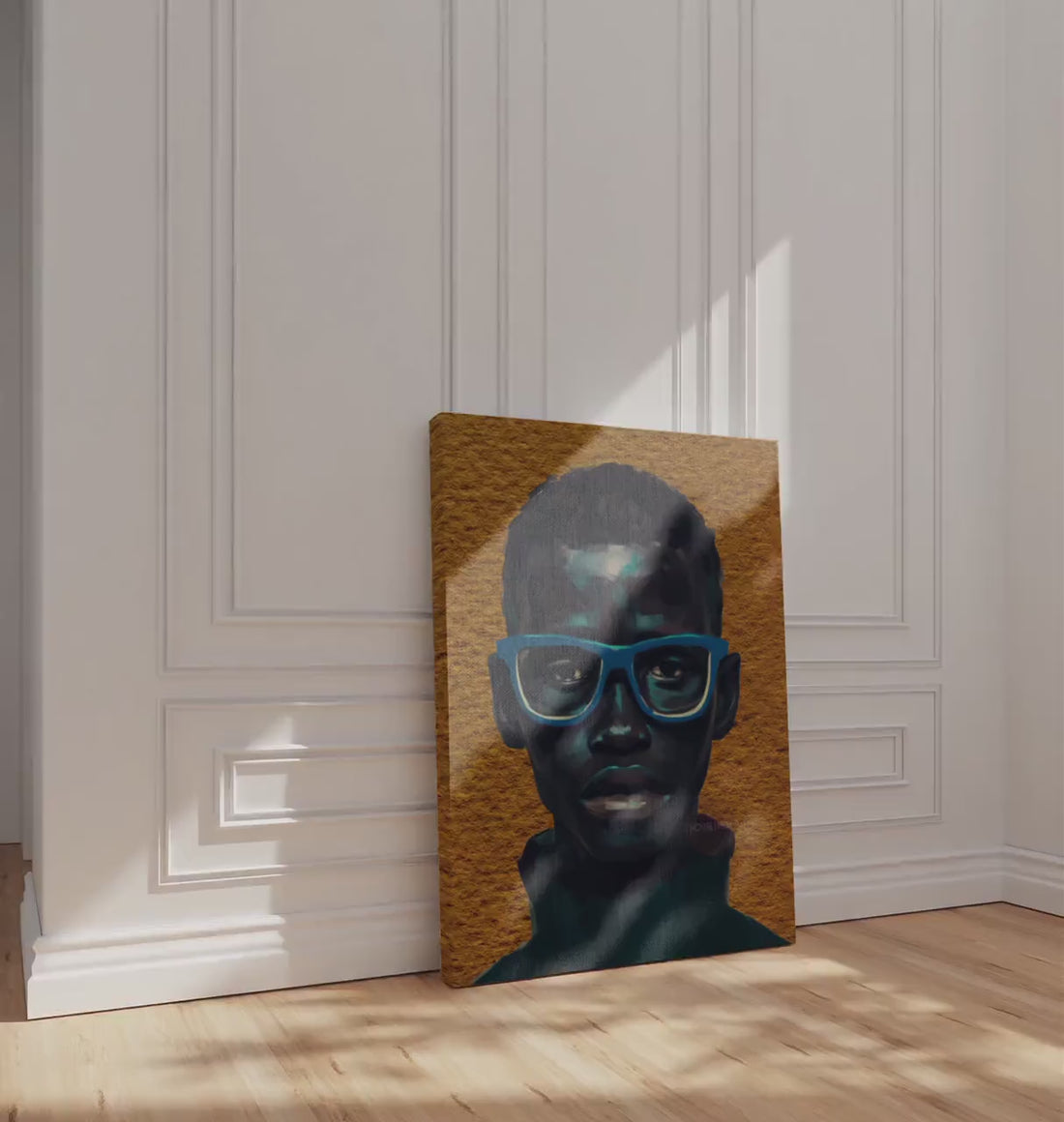 Colorful African American boy portrait canvas art modern kids wall decor