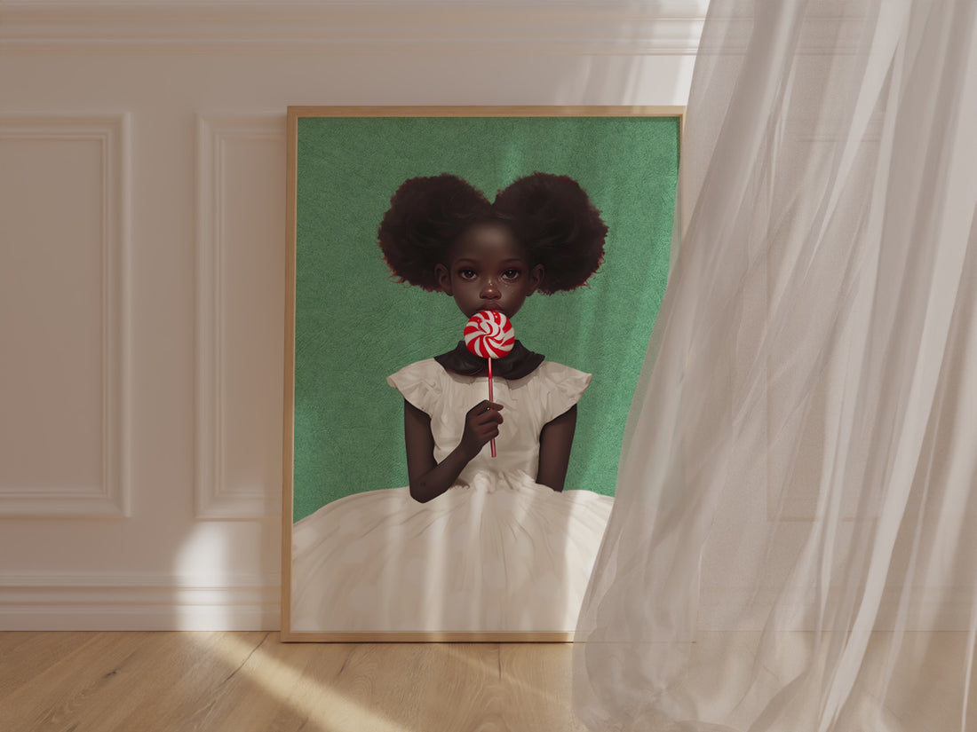 Bohemian Black Girl Lollipop Wall Art
