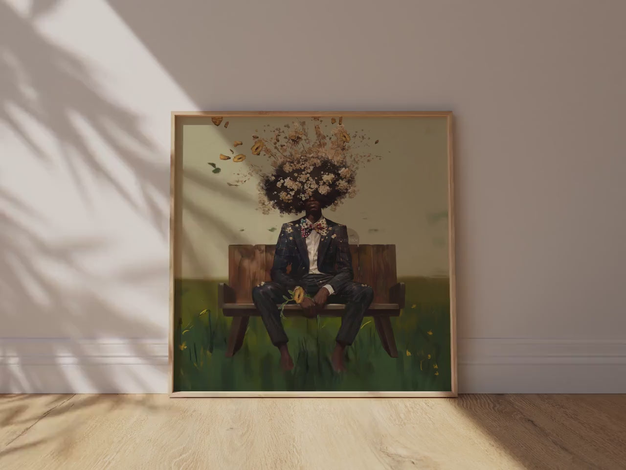 Black Man Afro Art: Square Art Print, Black Man Canvas Wall Art, Abstract Male Portrait Art