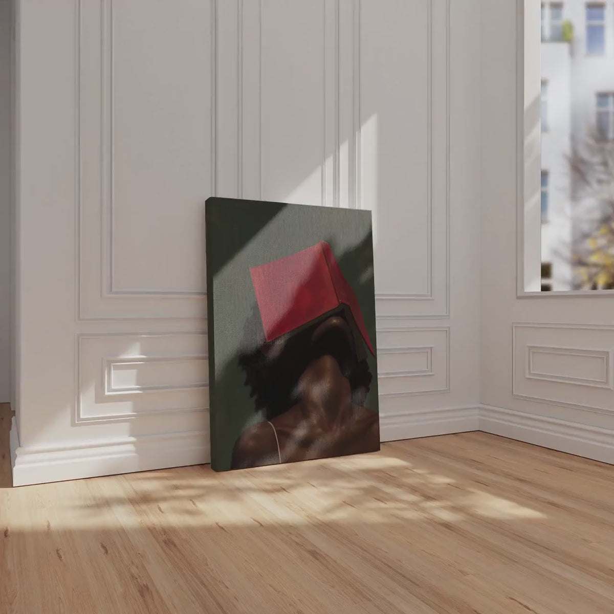 Black Woman Reading Art, Minimalist Green Portrait Canvas Prints!