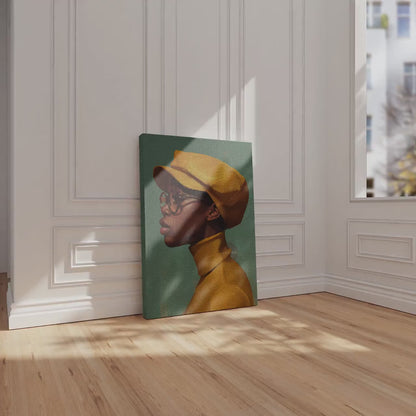 Urban Black Woman Art Print, Bold Yellow &amp; Green, Modern Canvas Wall Decor