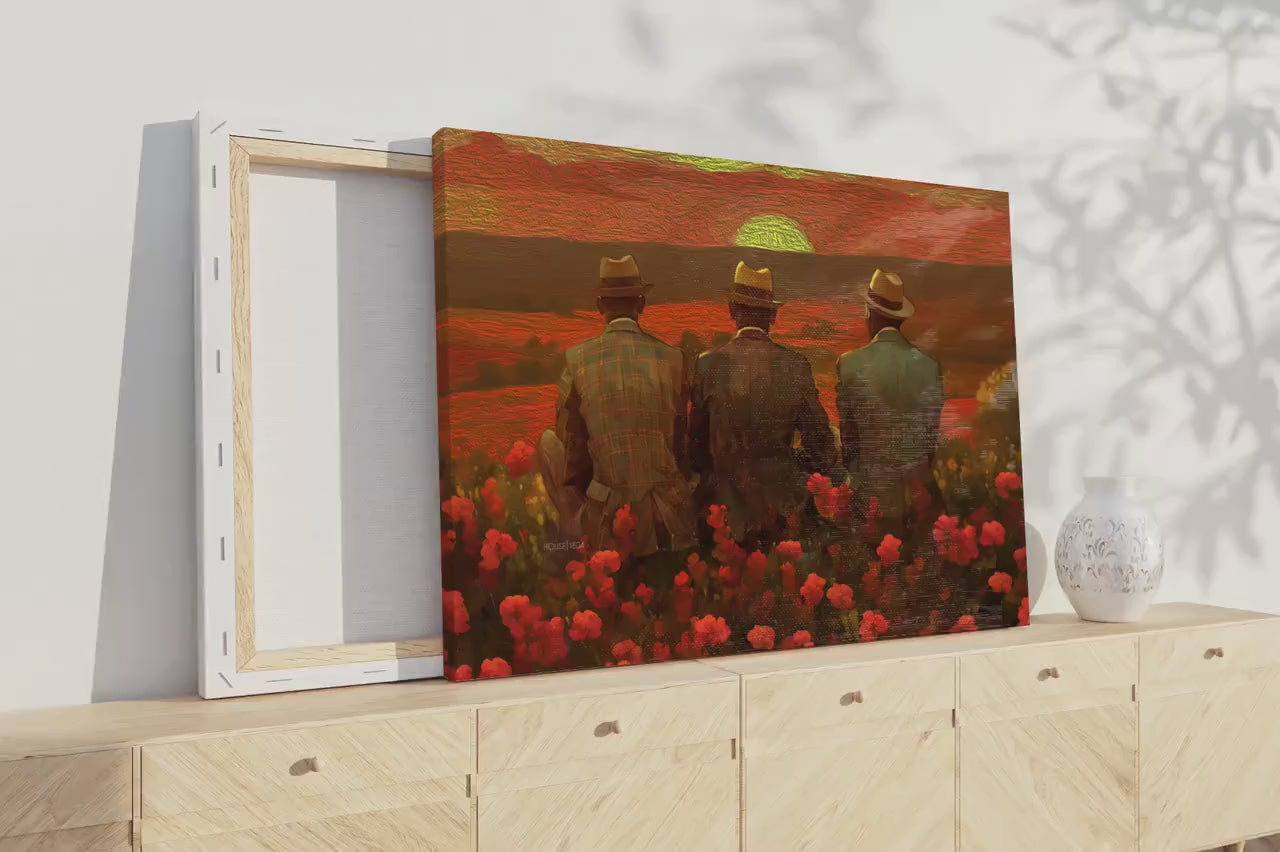 African American Man Canvas, Black Brothers Art, Black Men Wall Art, Brotherhood Art Print, Vintage Style Brotherhood Portrait